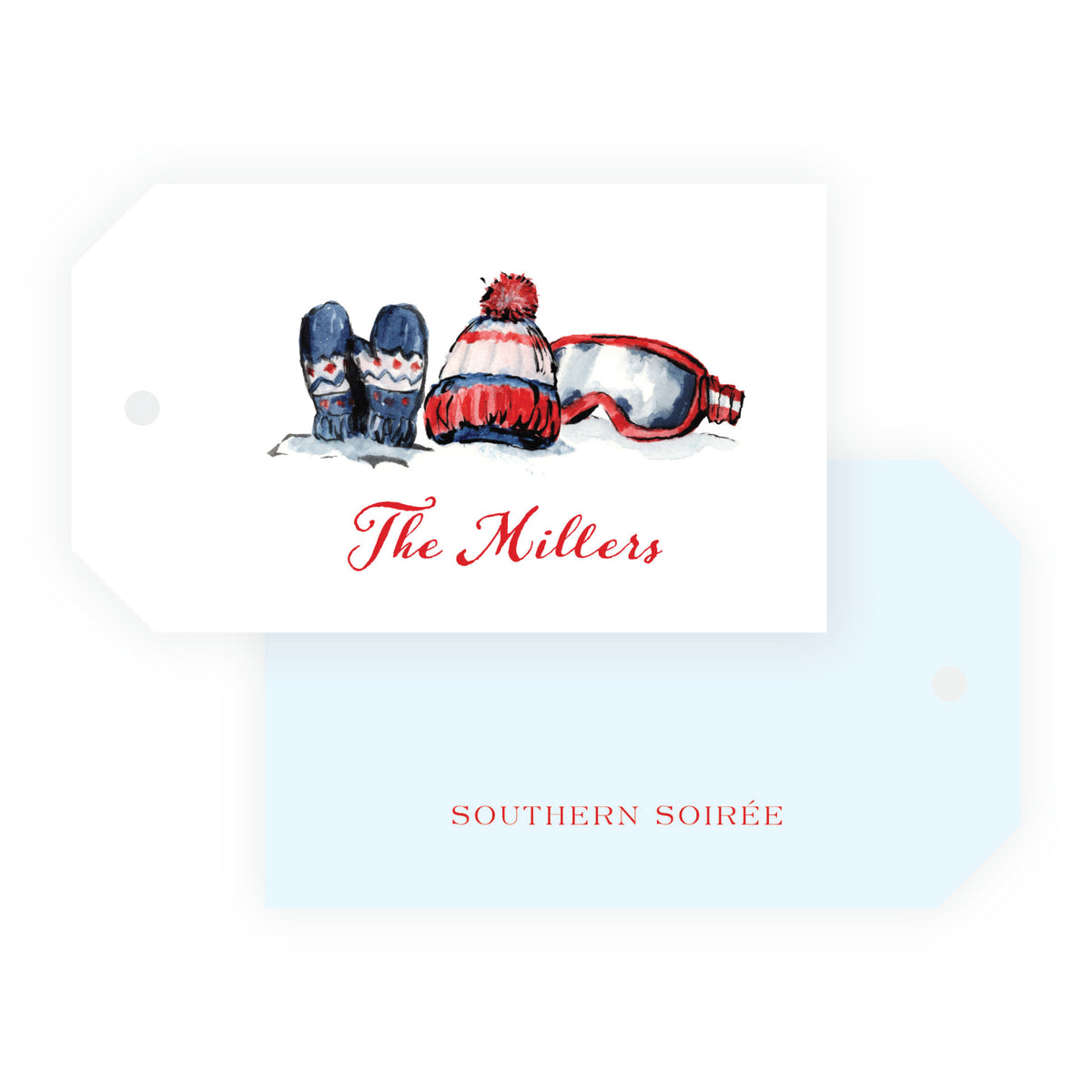 Alpine Holiday – Ski Gear Landscape Personalized Christmas Gift Tags