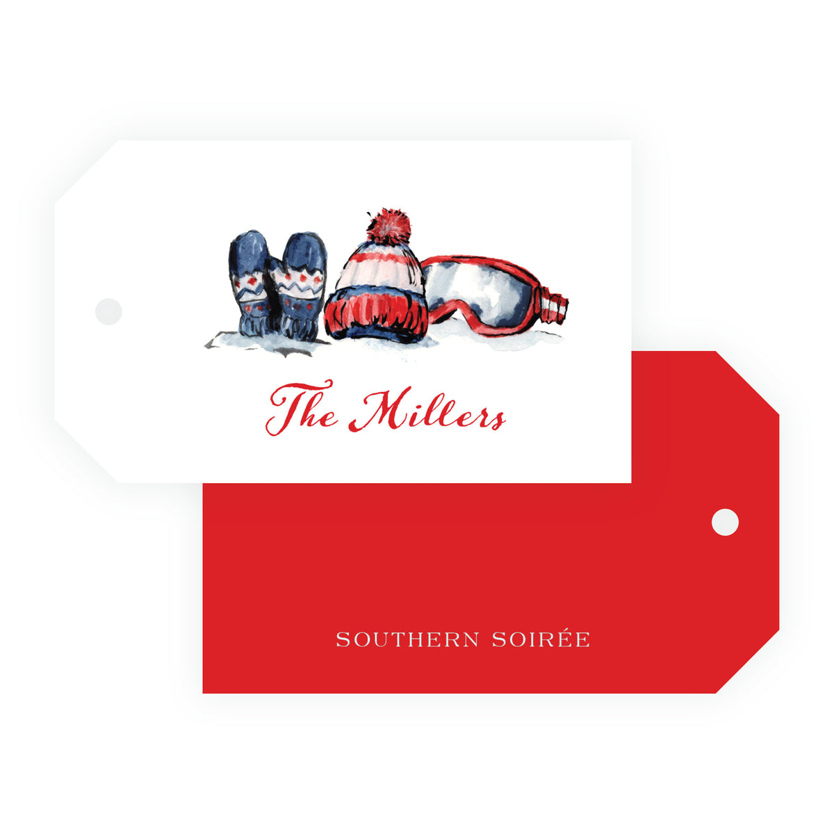 Alpine Holiday – Ski Gear Landscape Personalized Christmas Gift Tags
