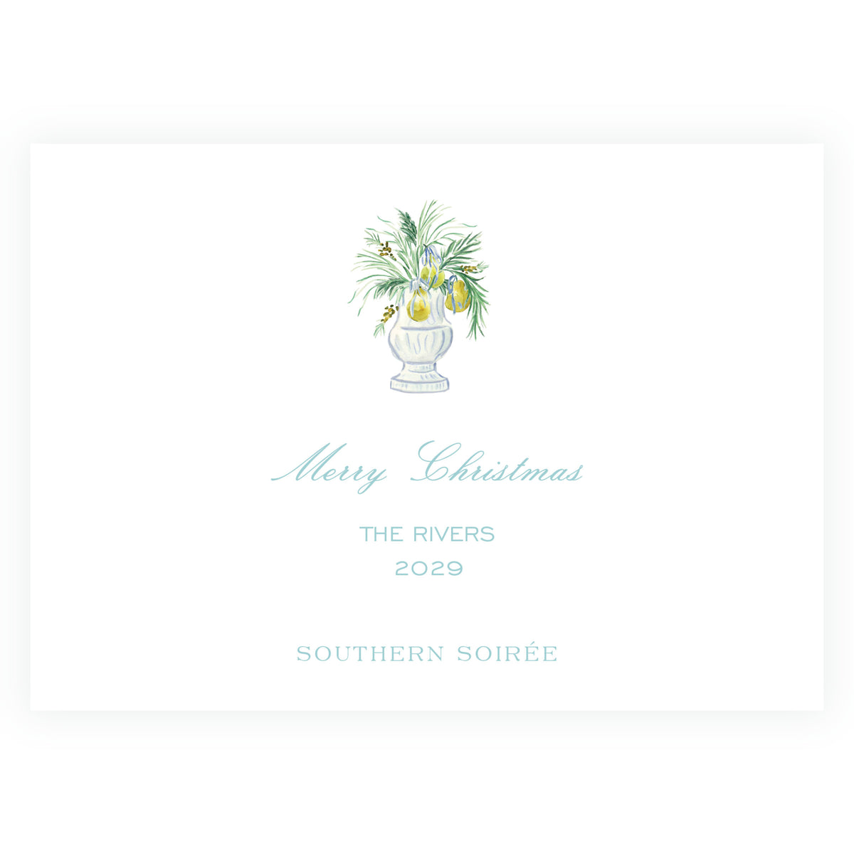 Evergreen & Pear – Garland Stripe Landscape Personalized Christmas Photo Card