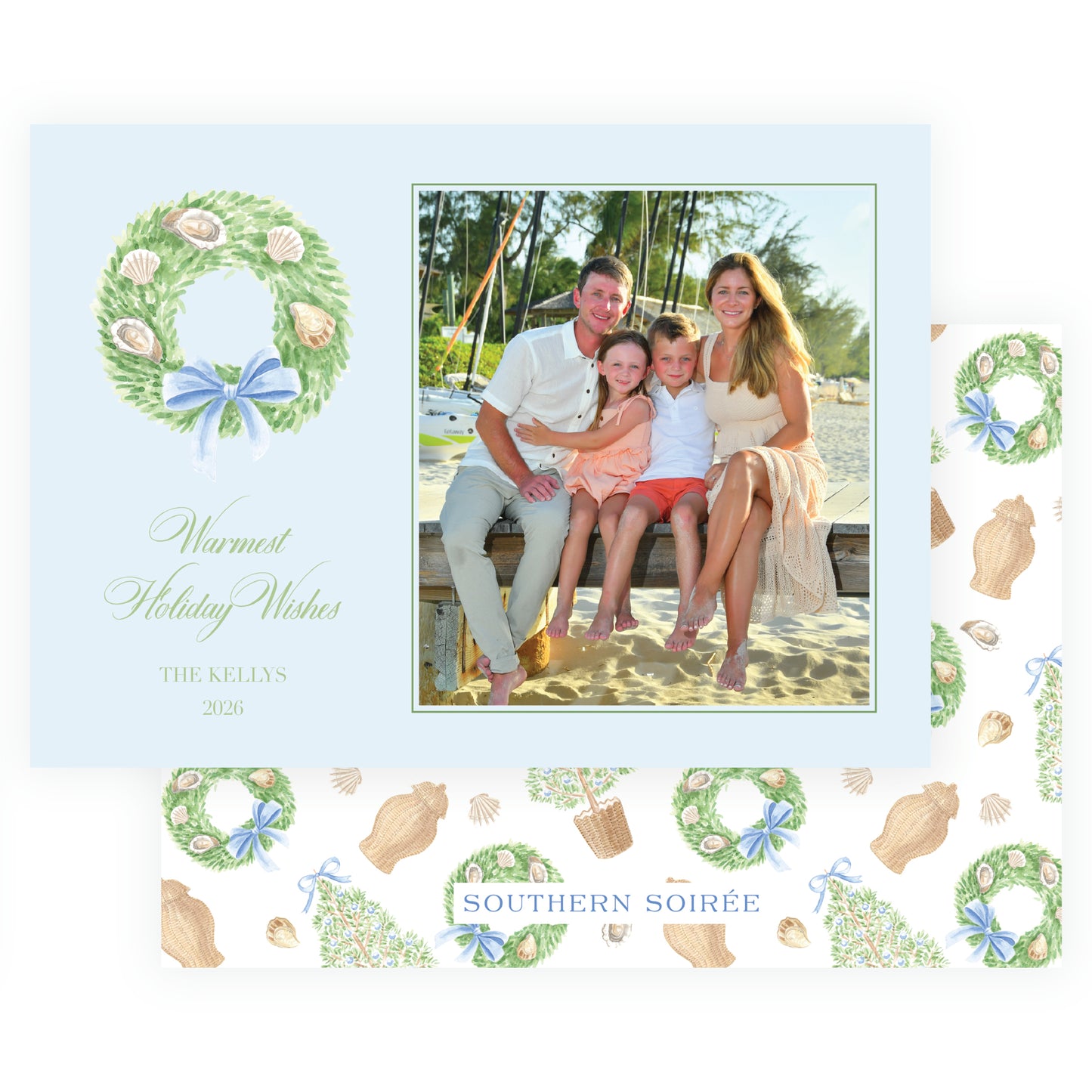 Seaside Noel Wreath Blue Landscape