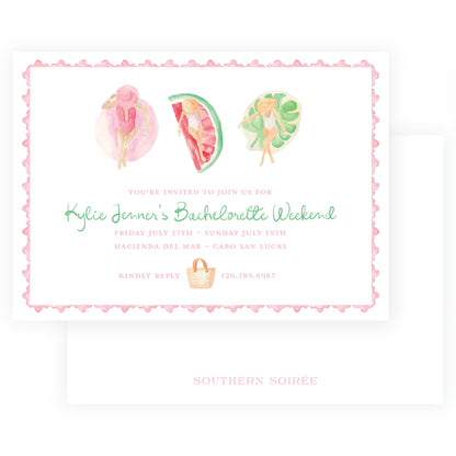 Floats & Féte Bachelorette Landscape Invitation