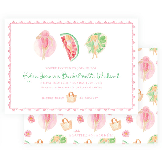 Floats & Féte Bachelorette Landscape Invitation