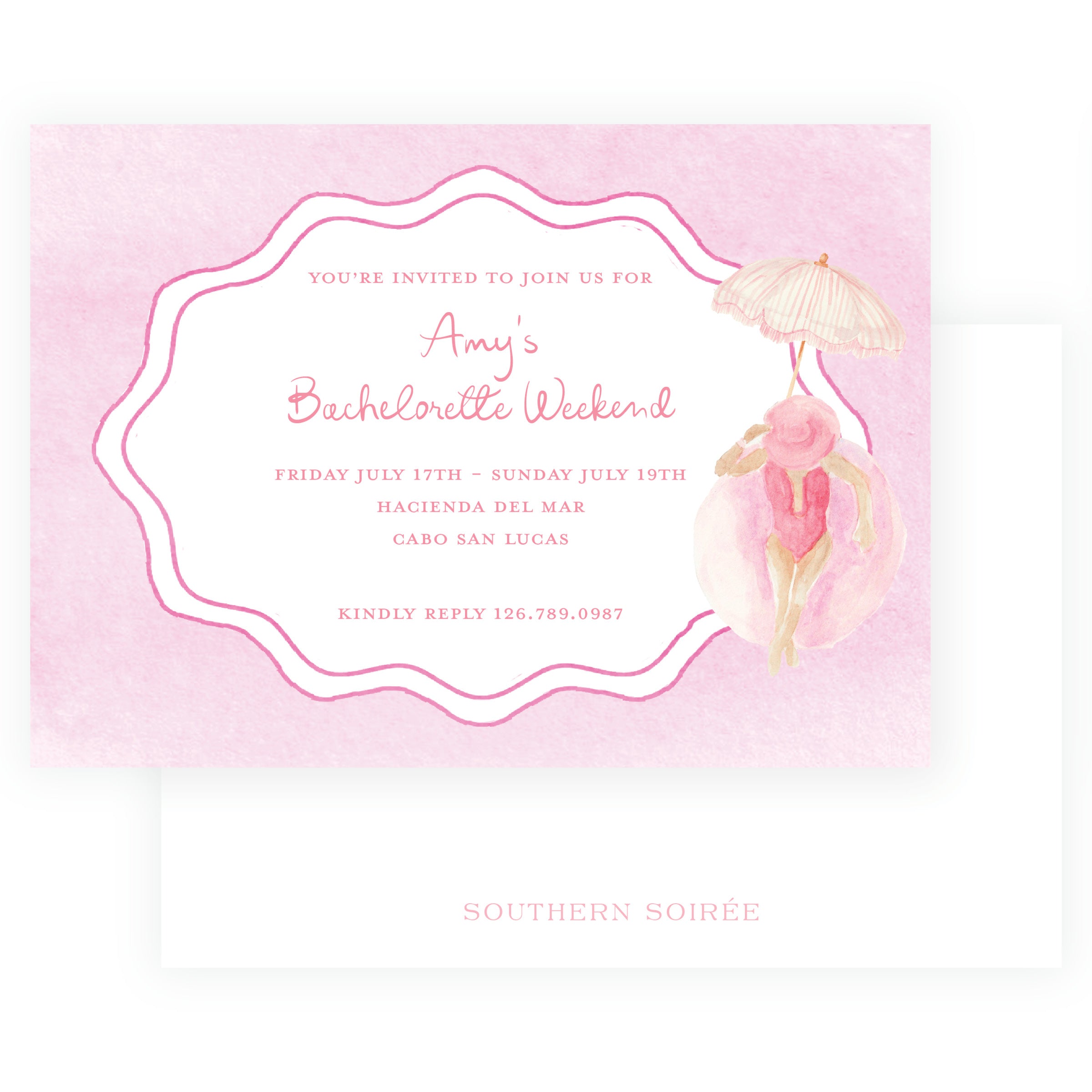 Pink Landscape Bachelorette Invitation | Floats & Fête