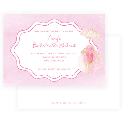 Floats & Féte Pink Landscape Bachelorette Invitation