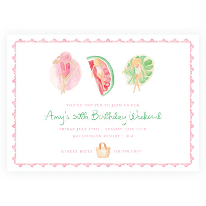 Floats & Féte Birthday Landscape Invitation