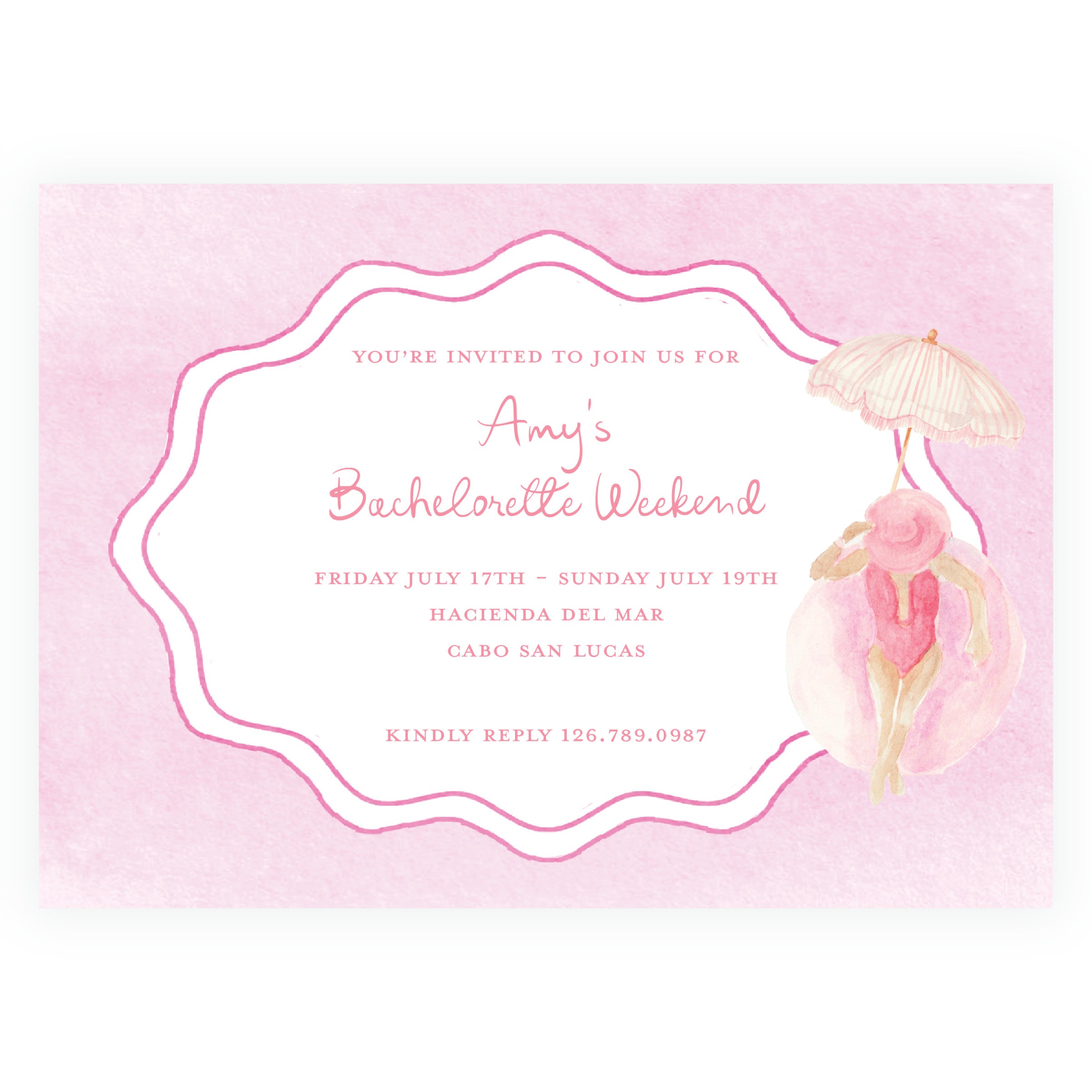 Pink Landscape Bachelorette Invitation | Floats & Fête