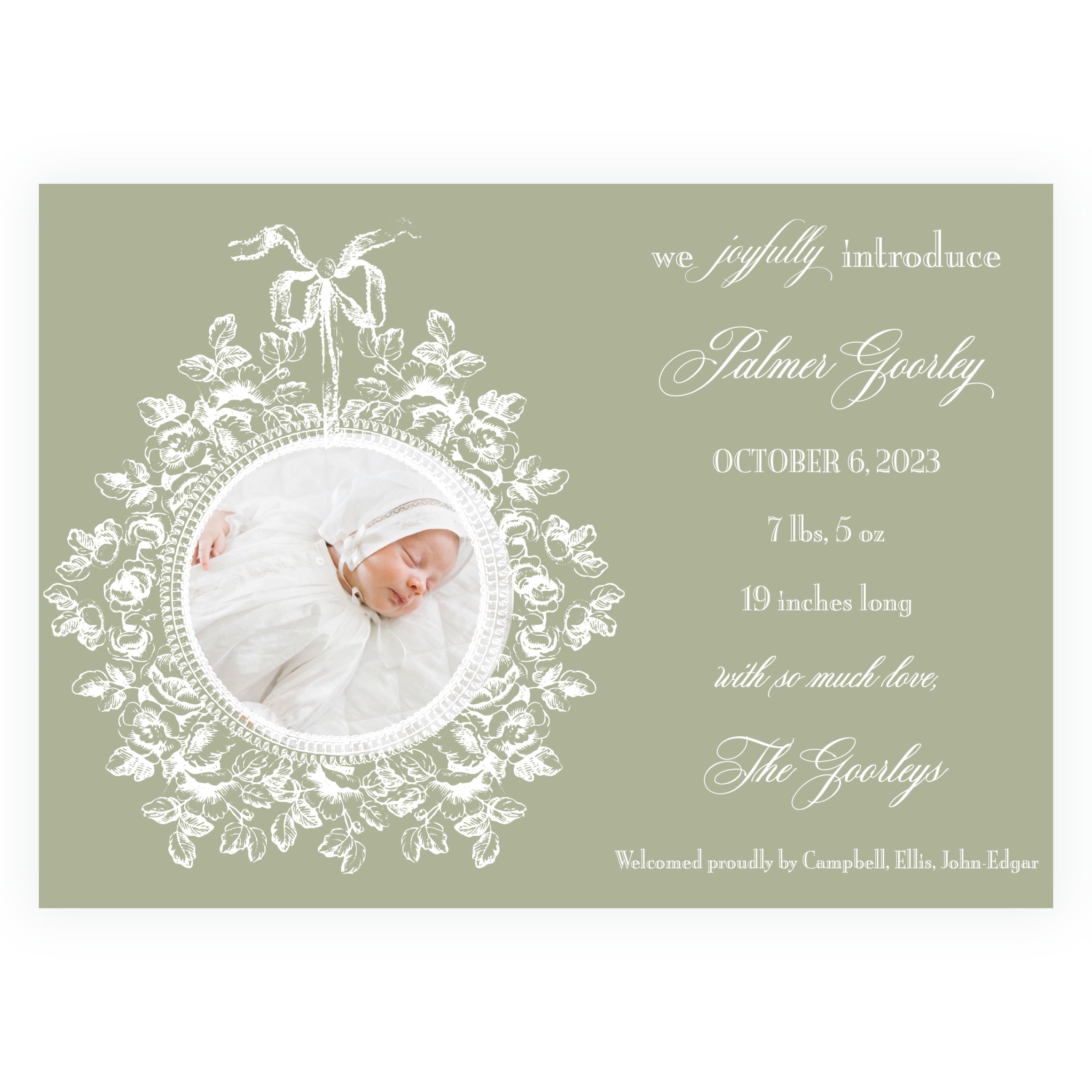 Heirloom Vintage Floral Large Crest Landscape (Customize Your Color)