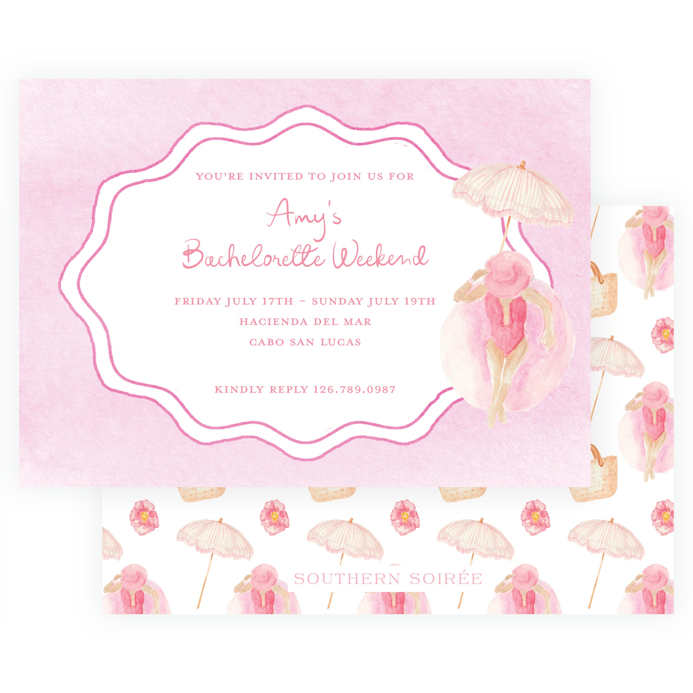 Pink Landscape Bachelorette Invitation | Floats & Fête