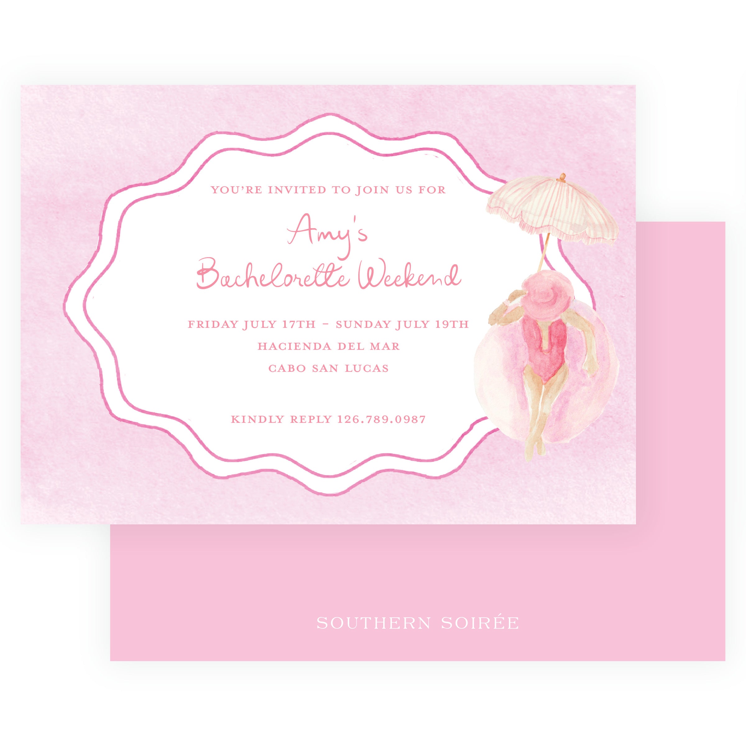 Pink Landscape Bachelorette Invitation | Floats & Fête