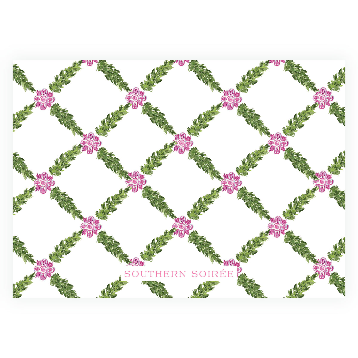 Decked in Garland – Pink Christmas Tree Landscape Personalized Christmas Photo Card