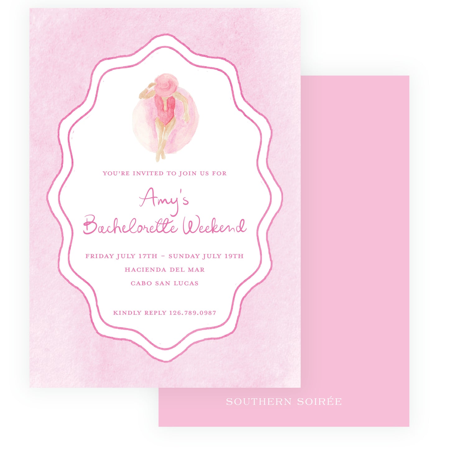 Floats & Féte Pink Bachelorette Invitation