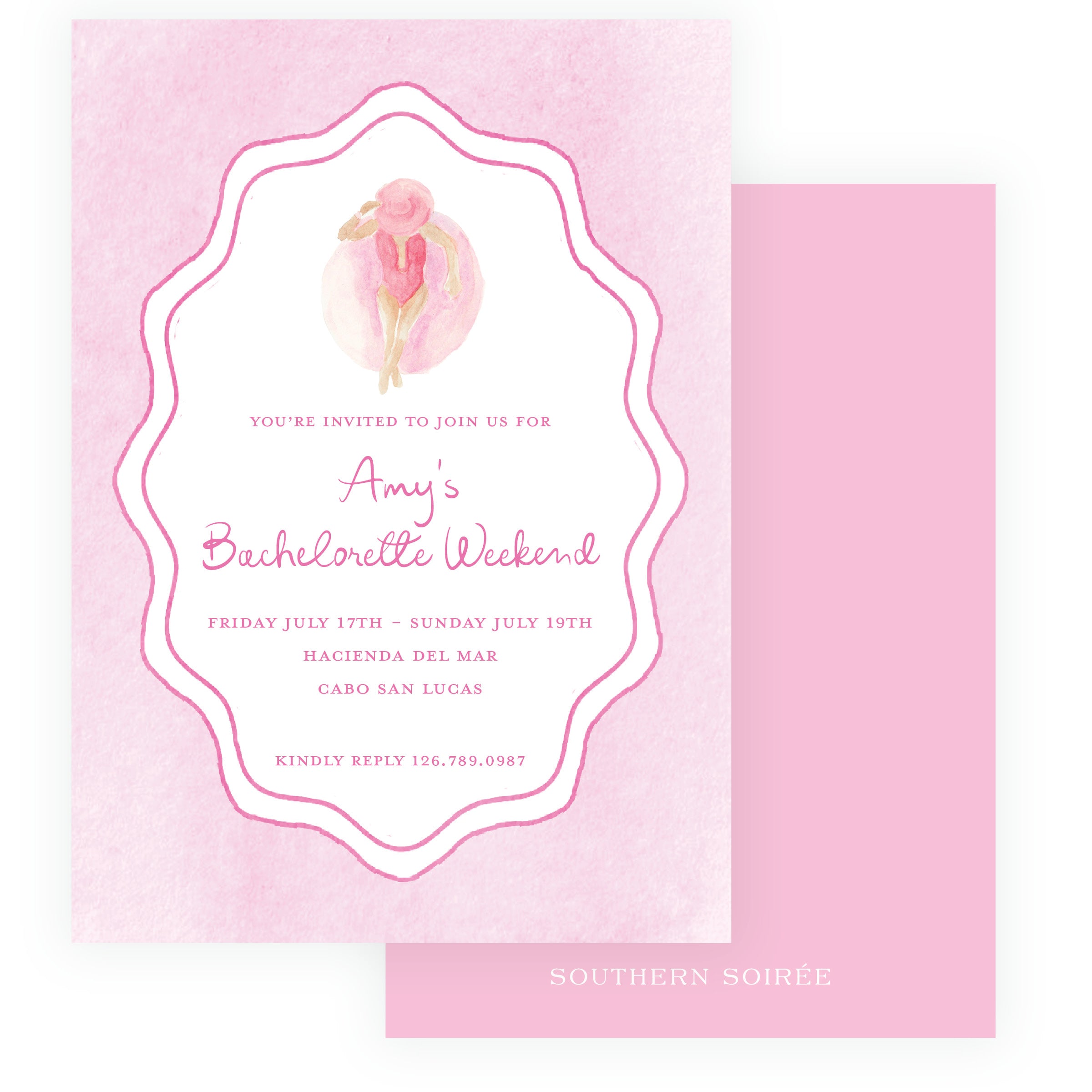 Floats & Féte Pink Bachelorette Invitation