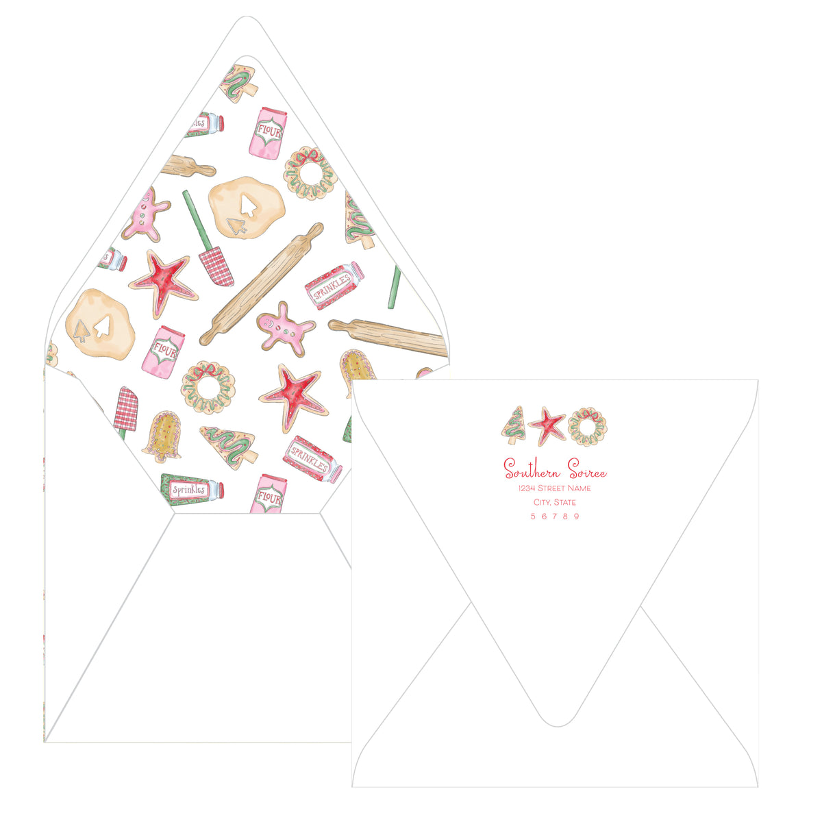 Dashing Through the Dough Square Christmas Cookie Decorating Party Invitation