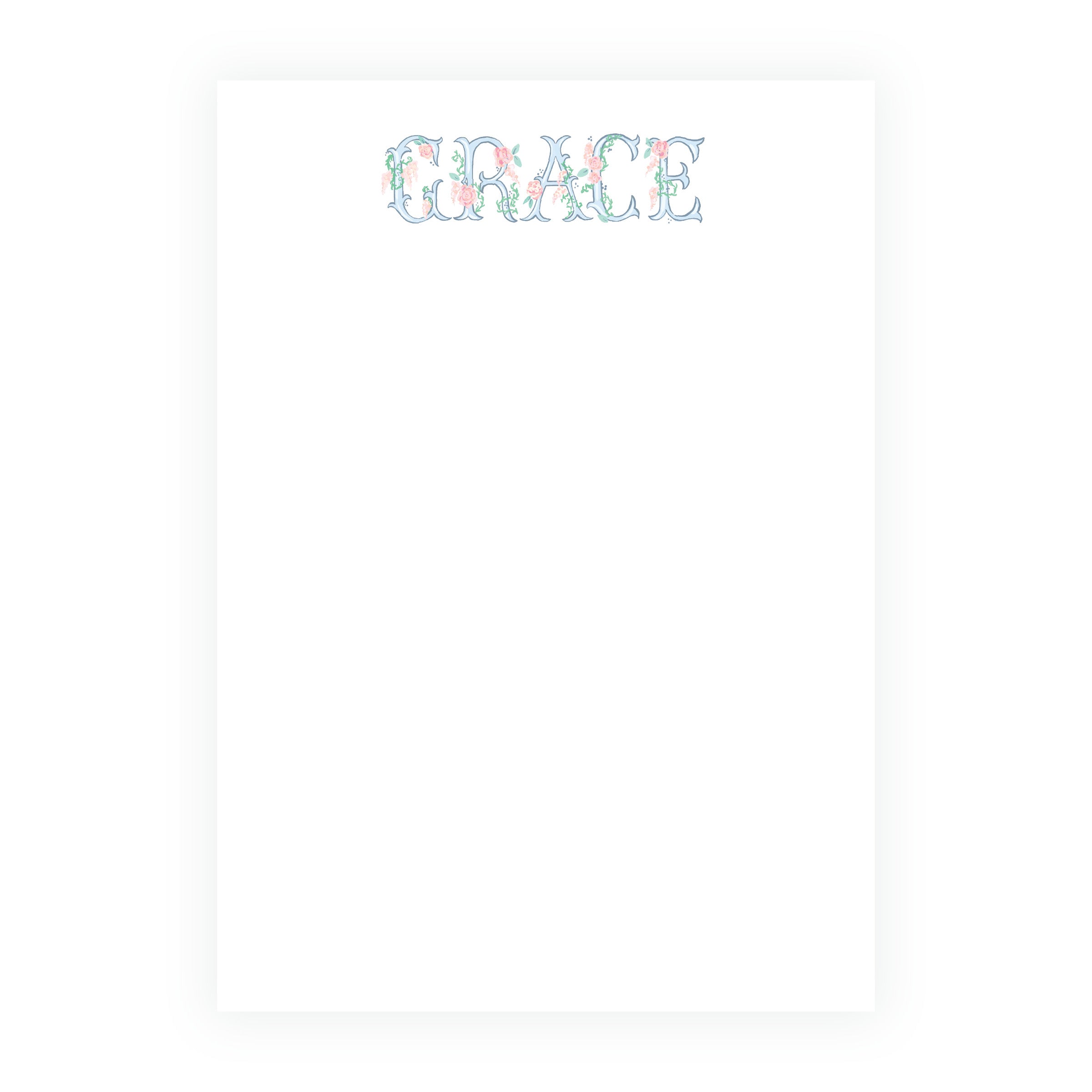The Bloomed Letter Blue Floral Notepad 5 x 7