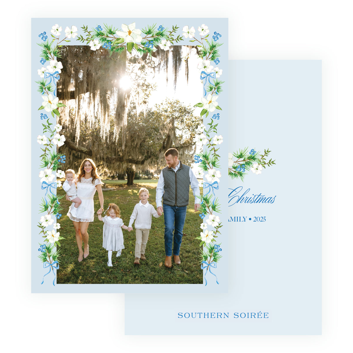 Holiday Blossom Garden Frame Personalized Christmas Photo Card