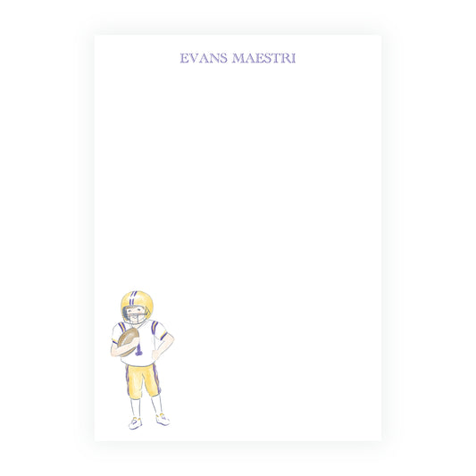 Purple & Gold Team Spirit Football Notepad