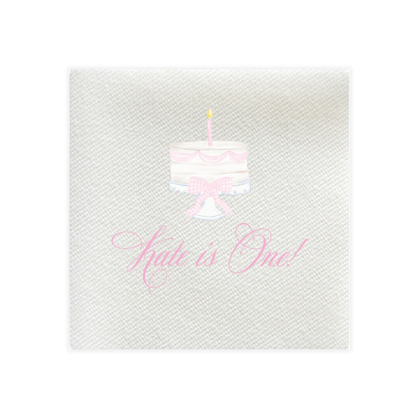 Pink One Little Candle, One Little Cake Napkin