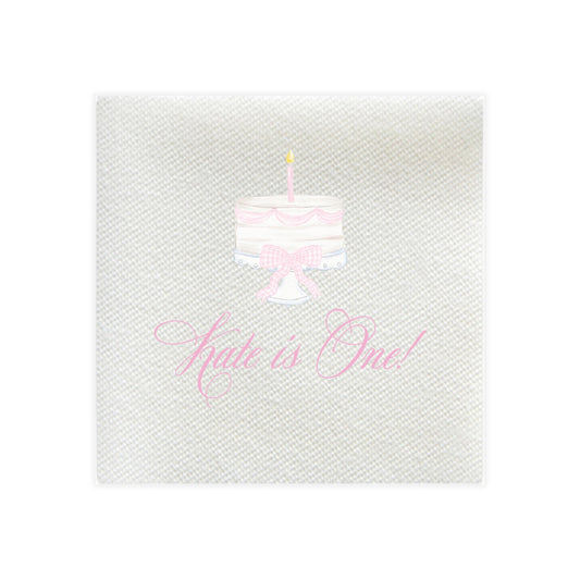 Pink One Little Candle, One Little Cake Napkin