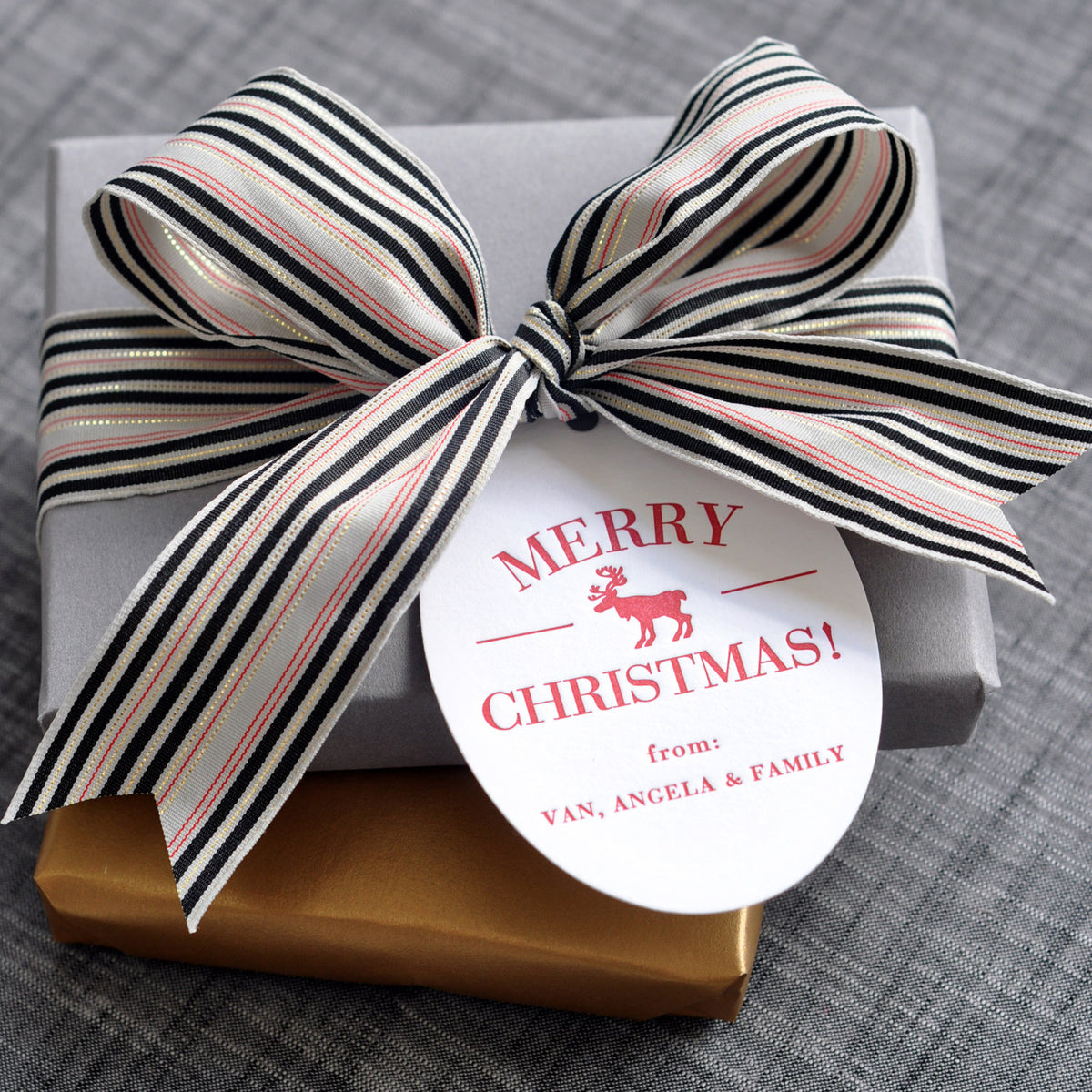 Merry Christmas with Reindeer Gift Tag T43