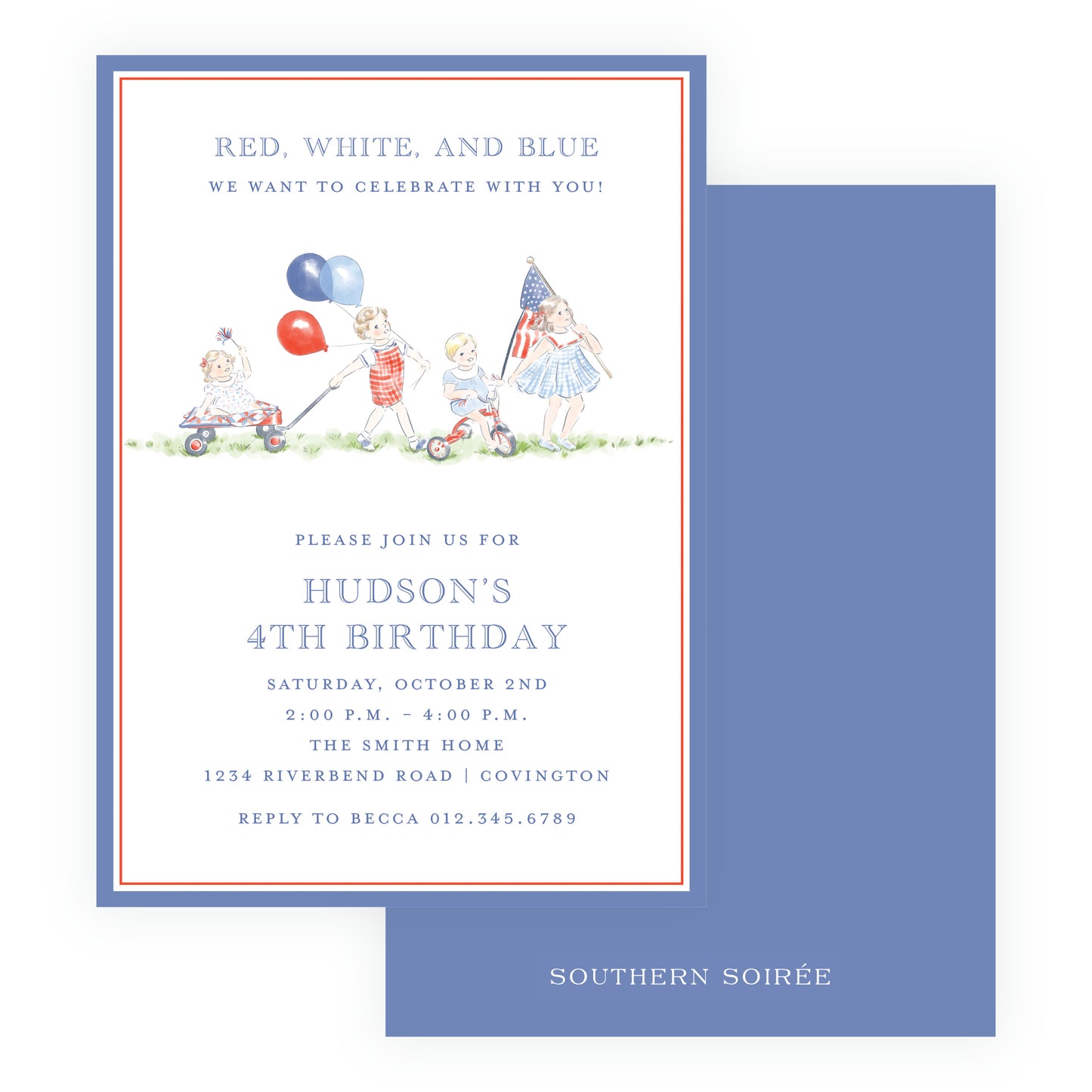 Sweet Liberty Parade Simple Border Invitation
