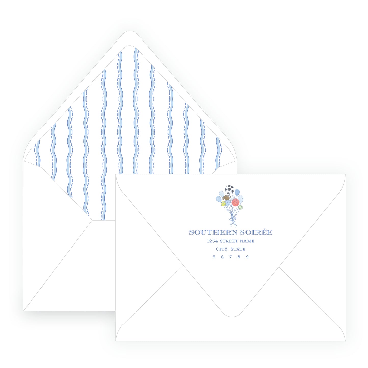 Sport Balloons Gingham Landscape Invitation