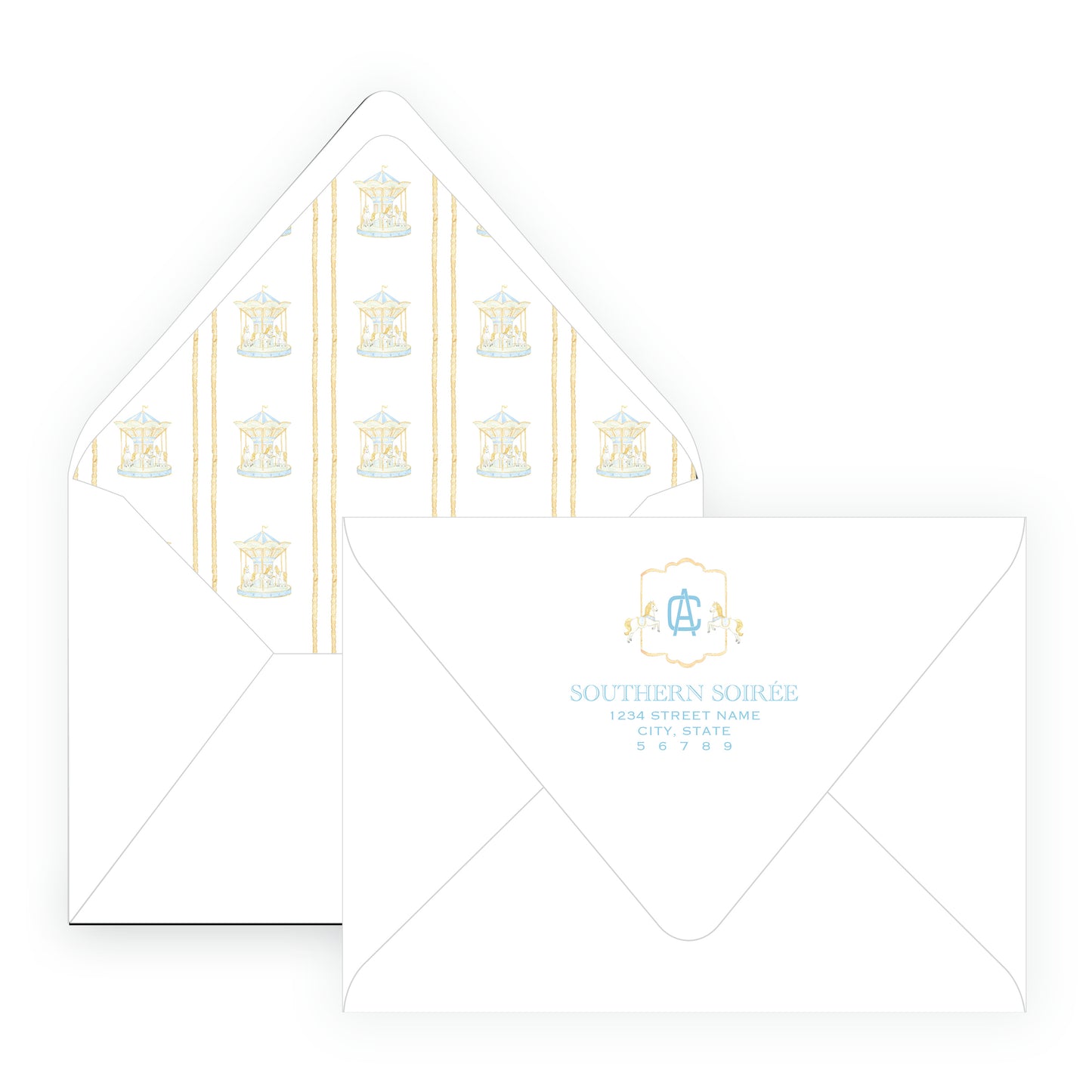 Blue Carousel Invitation
