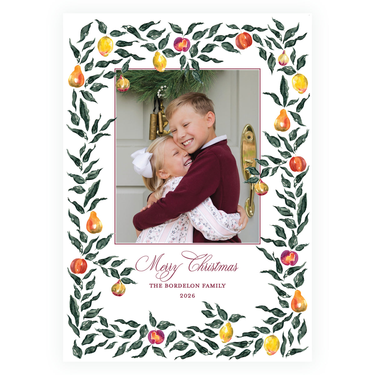 Sugar Plum Botanical Border Holiday Photo Card