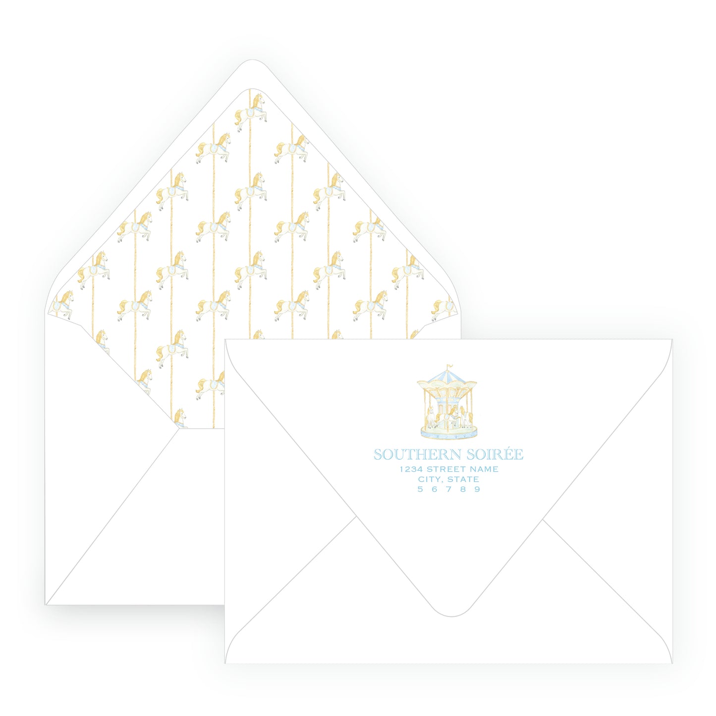 Blue Carousel Invitation