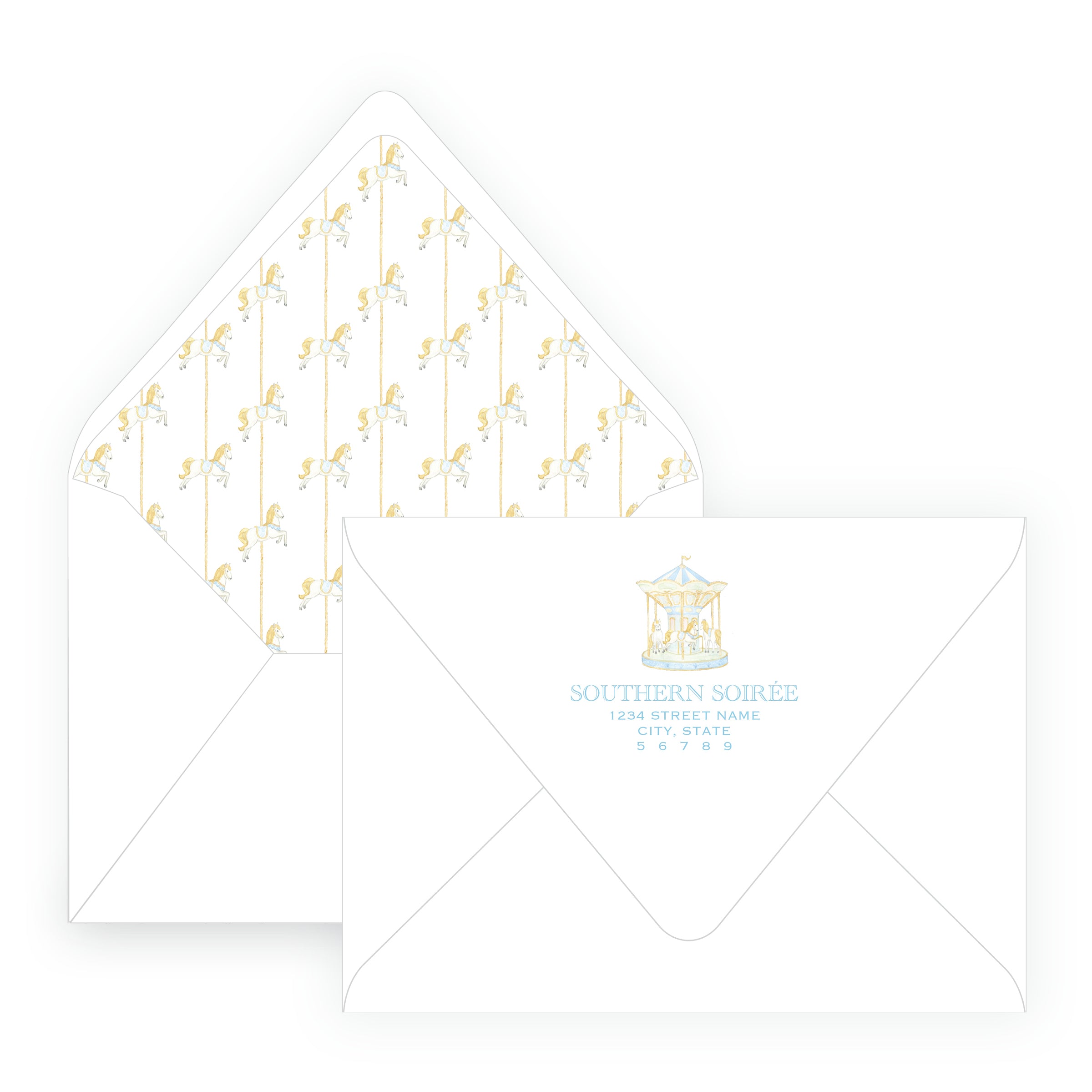 Blue Carousel Invitation