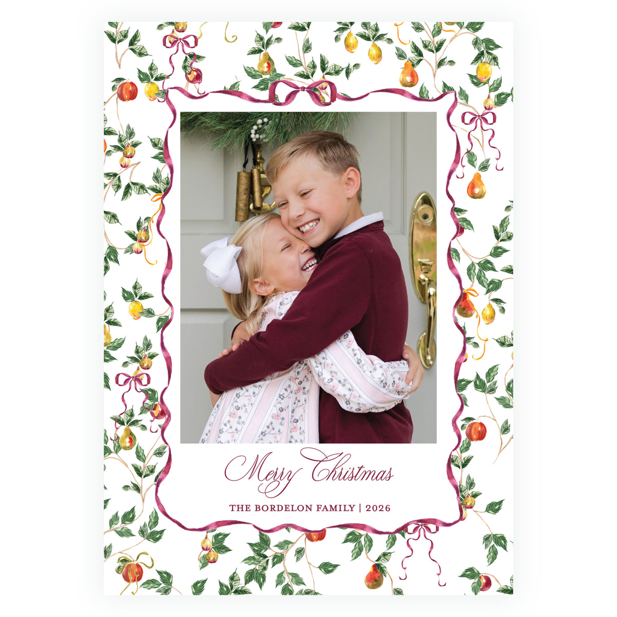 Sugar Plum Ribbon Frame Holiday Photo Card