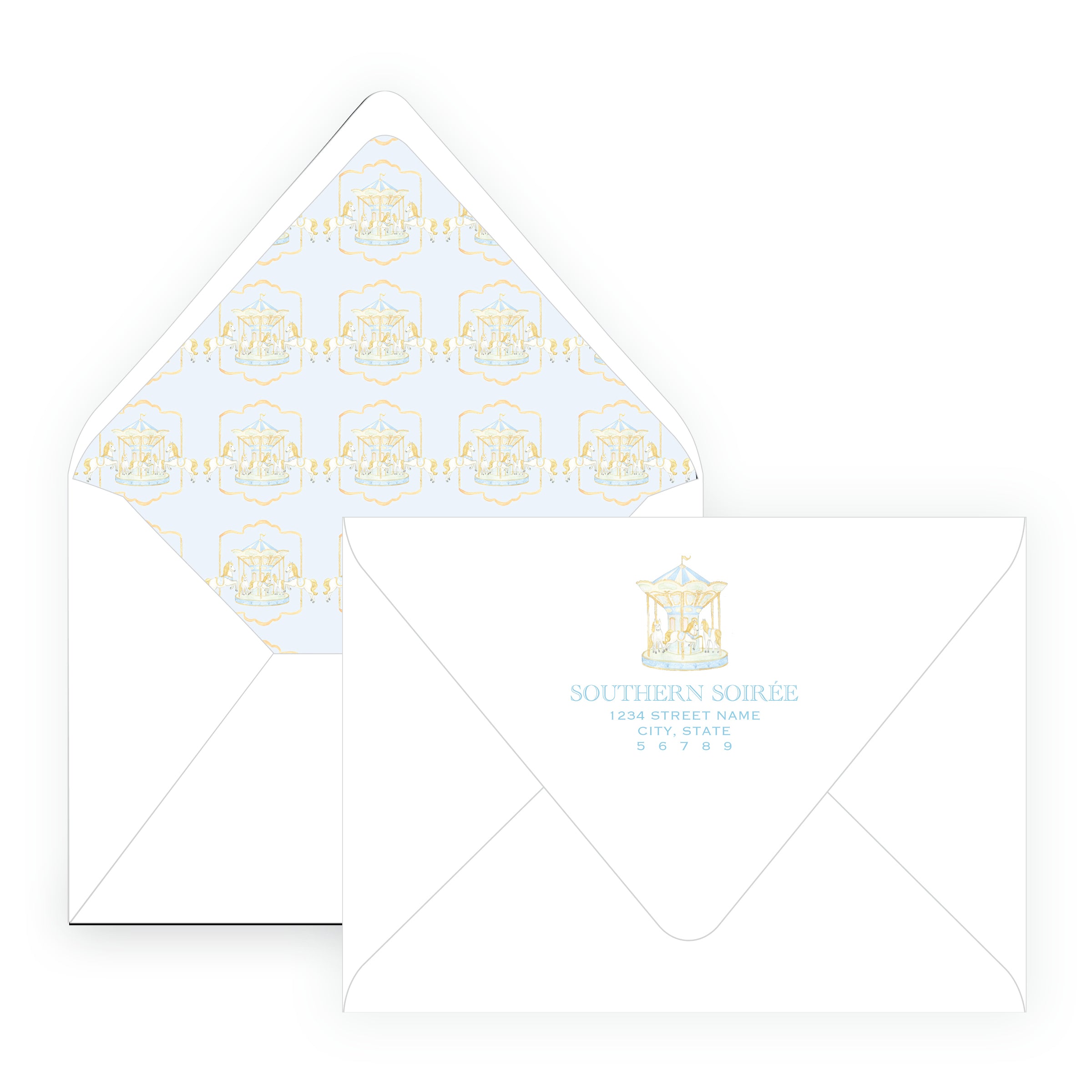 Blue Carousel Invitation
