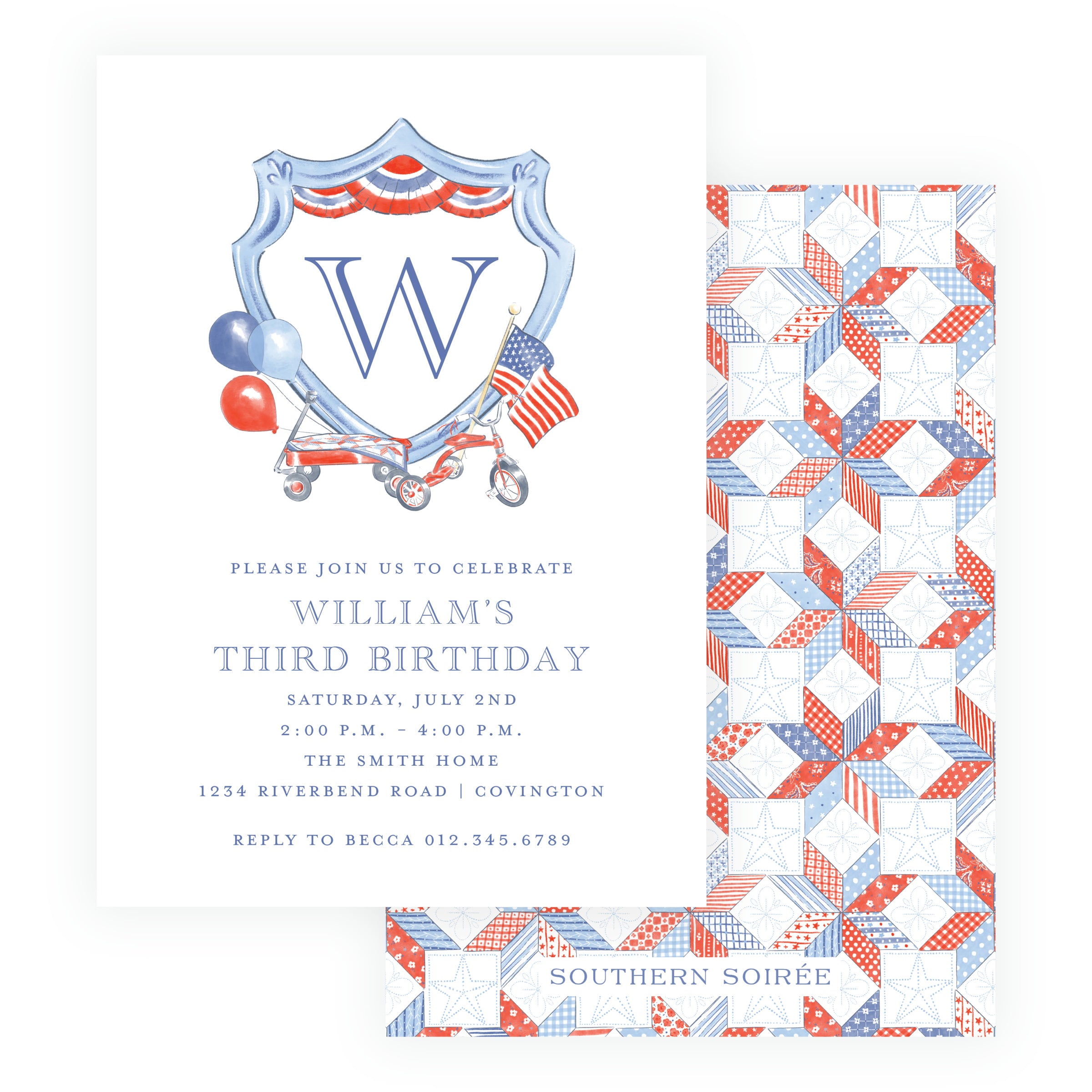 Sweet Liberty Americana Crest Invitation