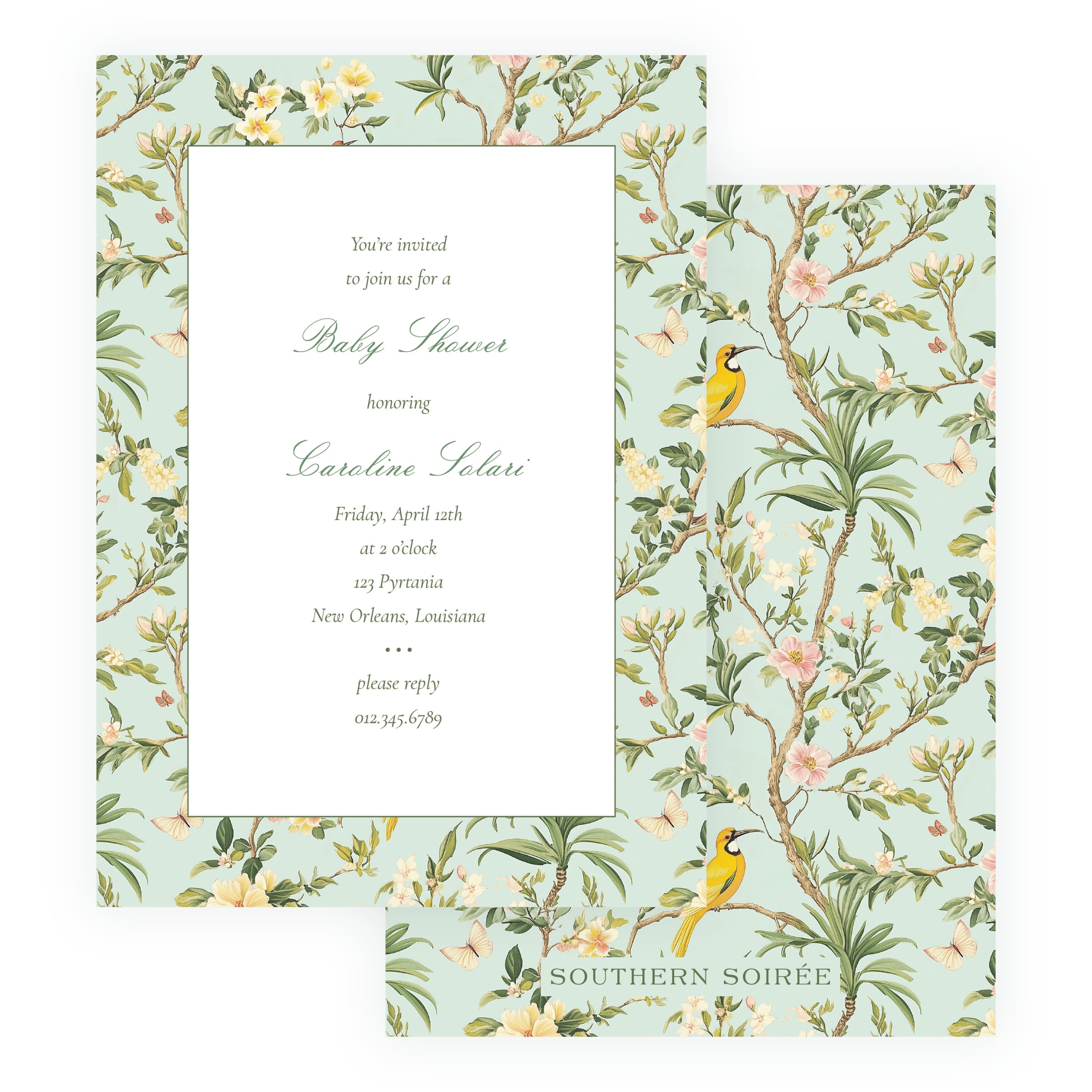 Vintage Green Chinoiserie Invitation