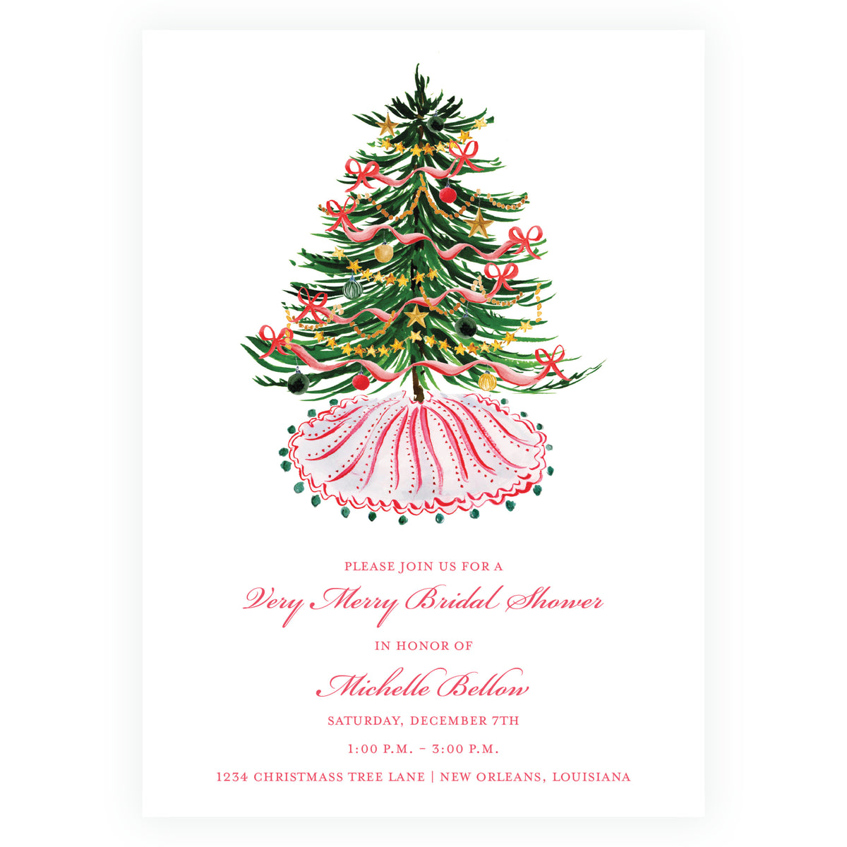 Festive Fir Christmas Bridal Shower Invitation