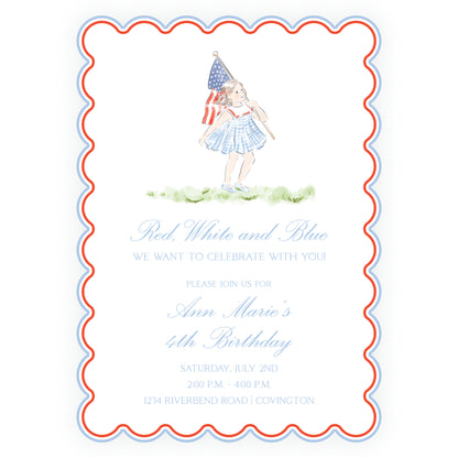 Sweet Liberty Girl Scallop Invitation