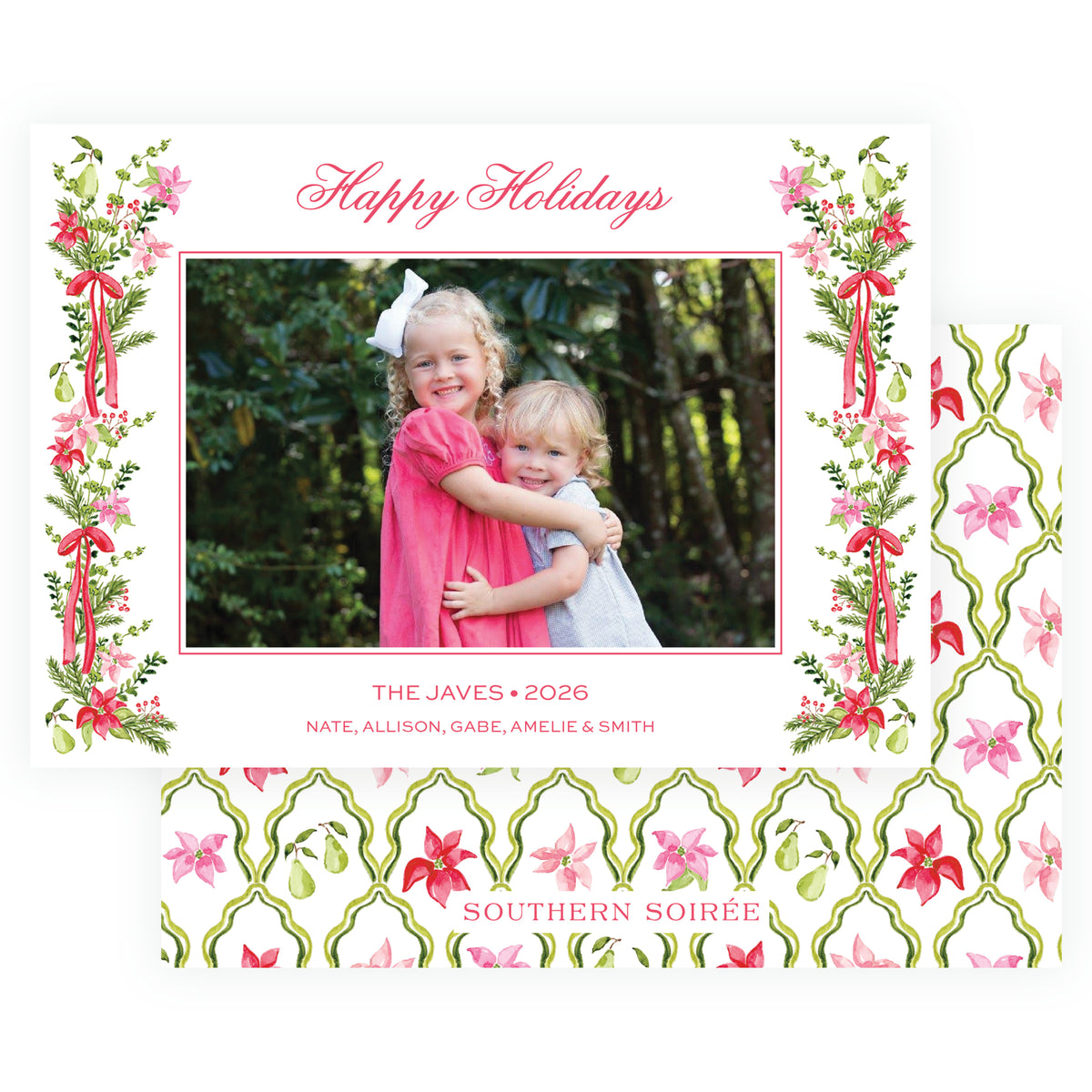 Poinsettia Garden Landscape Christmas Photo Card
