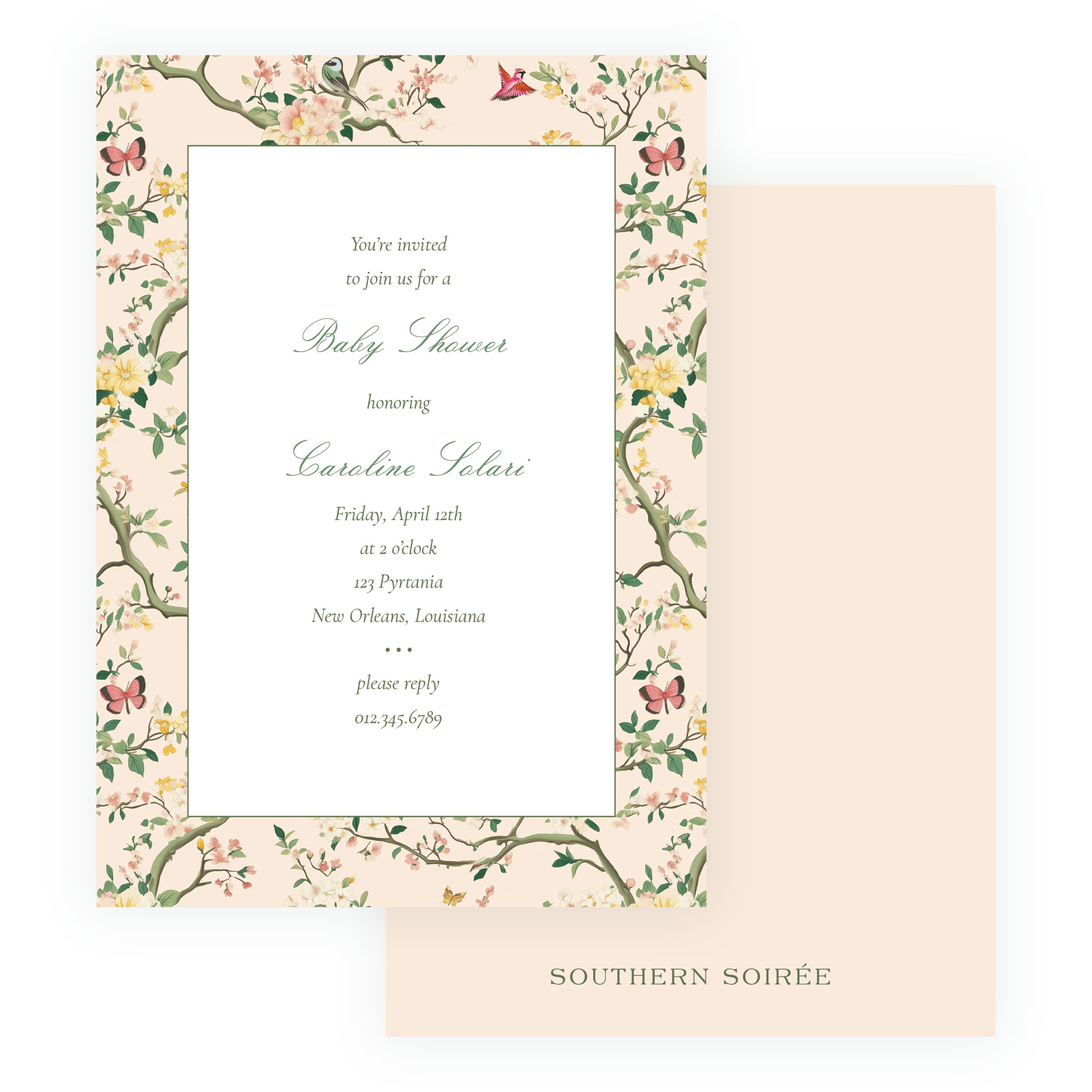 Vintage Peach Chinoiserie Invitation