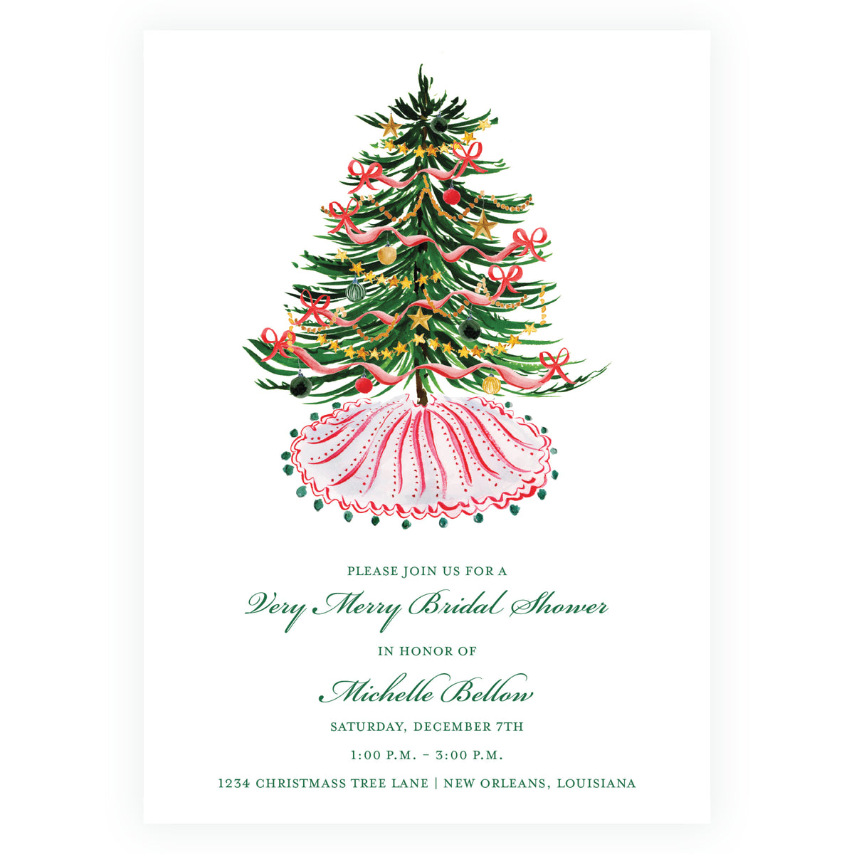 Festive Fir Christmas Bridal Shower Invitation