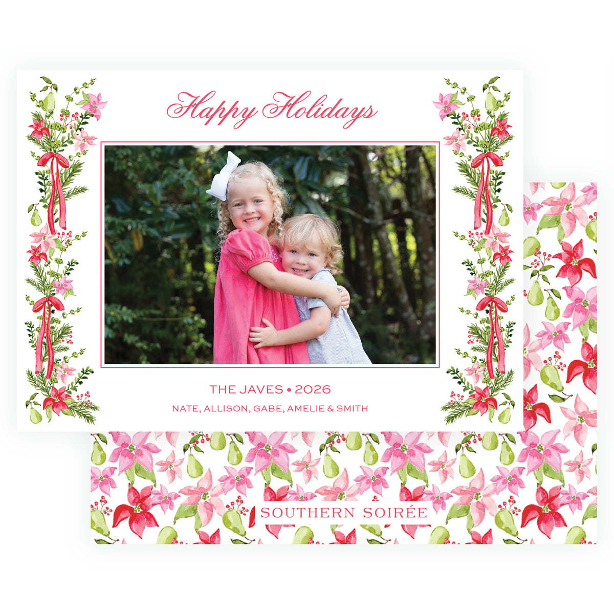 Poinsettia Garden Landscape Christmas Photo Card