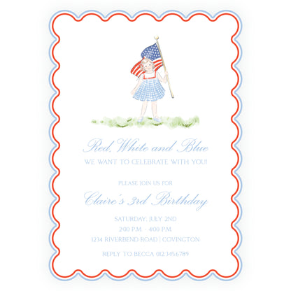 Sweet Liberty Forward Facing Girl Scallop Invitation