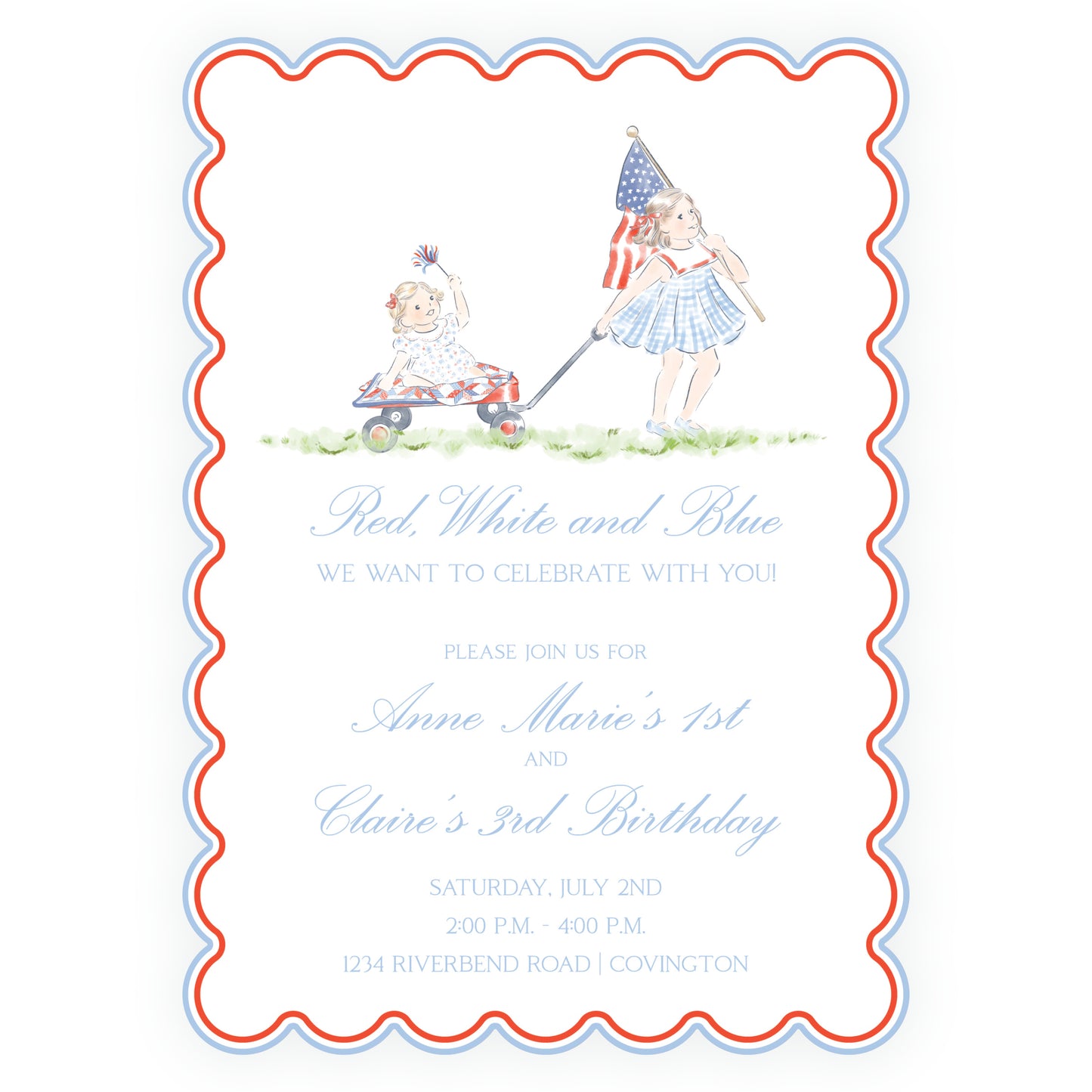 Sweet Liberty Girls Scallop Invitation