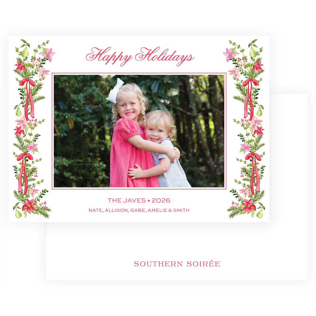Poinsettia Garden Landscape Christmas Photo Card