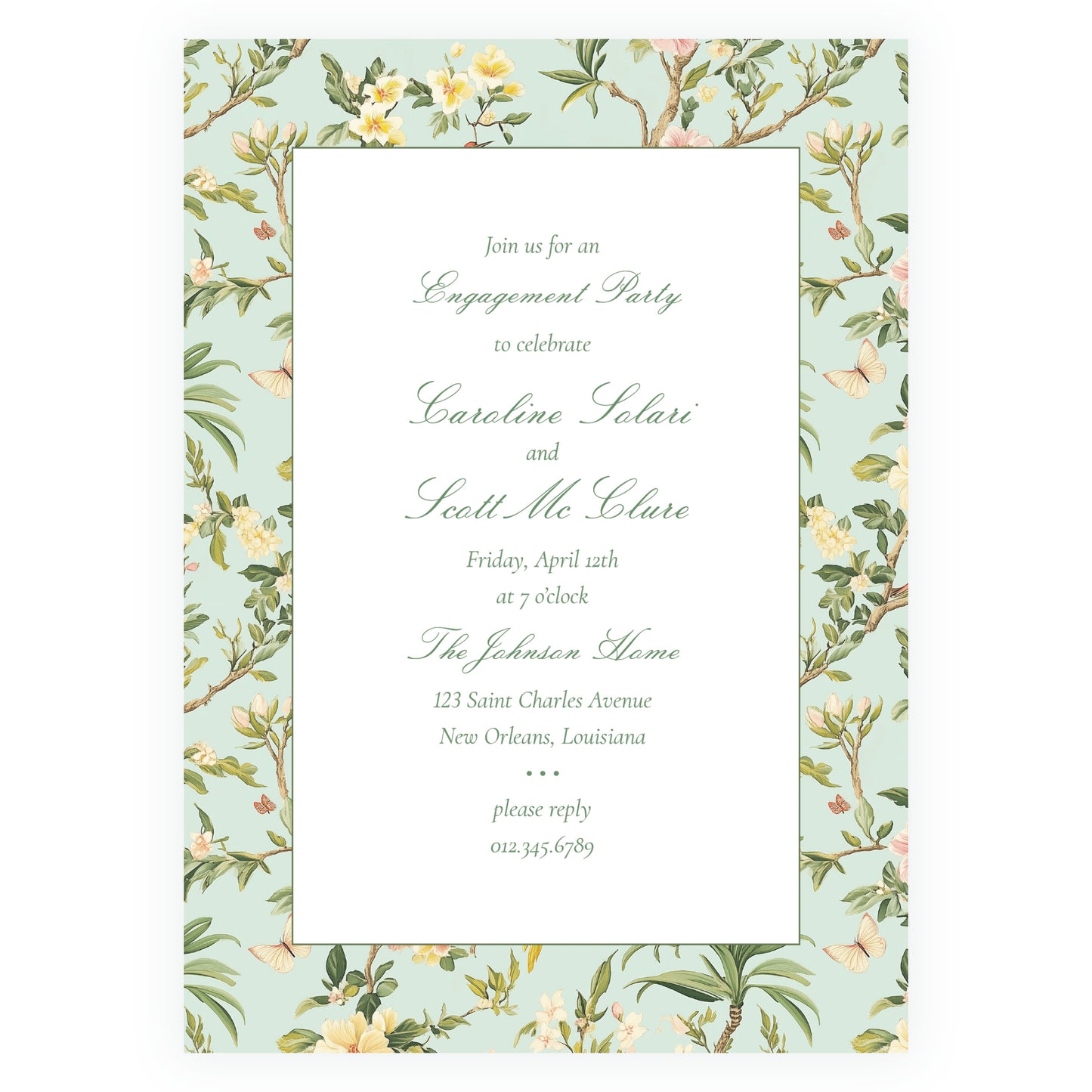 Vintage Green Chinoiserie Invitation