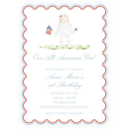 Sweet Liberty Toddler Girl Scallop Invitation