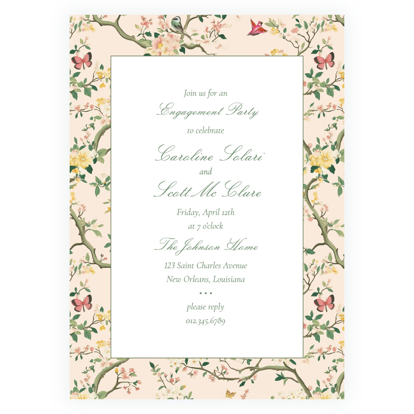 Vintage Chinoiserie Peach Invitation