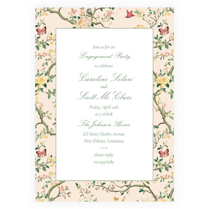 Vintage Chinoiserie Peach Invitation