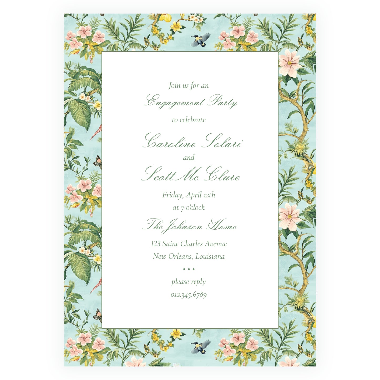 Vintage Tropical Chinoiserie Invitation