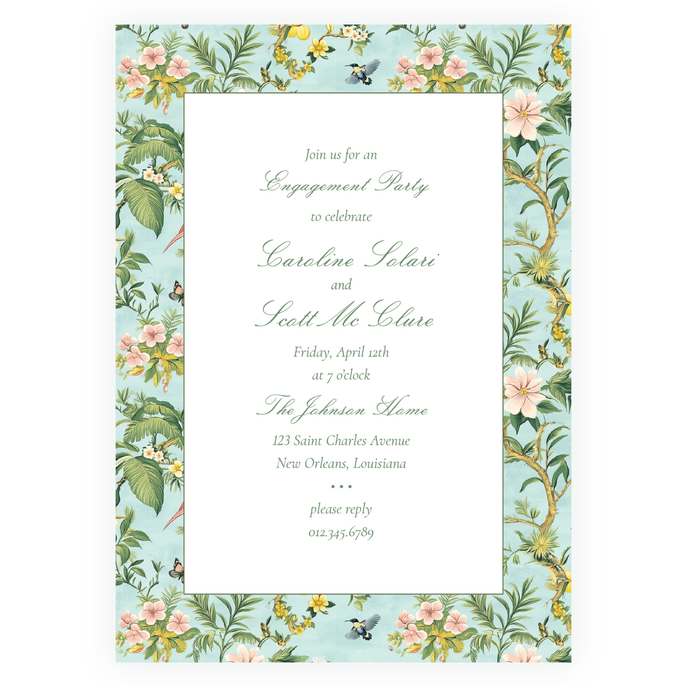 Vintage Tropical Chinoiserie Invitation