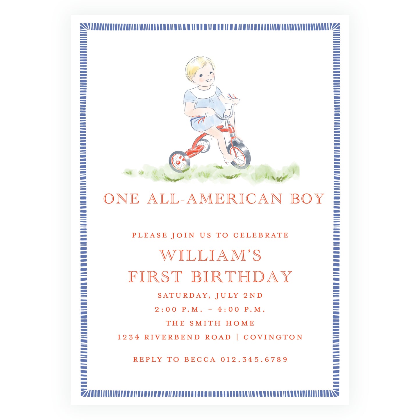 Sweet Liberty Toddler on Tricycle Invitation