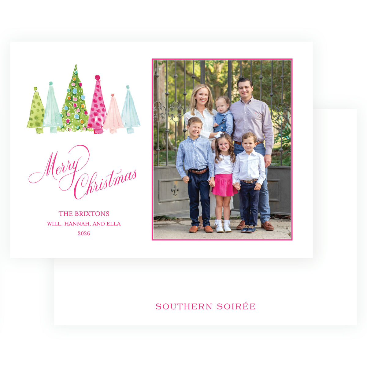 intage Cheer Colorful Christmas Trees Holiday Photo Card